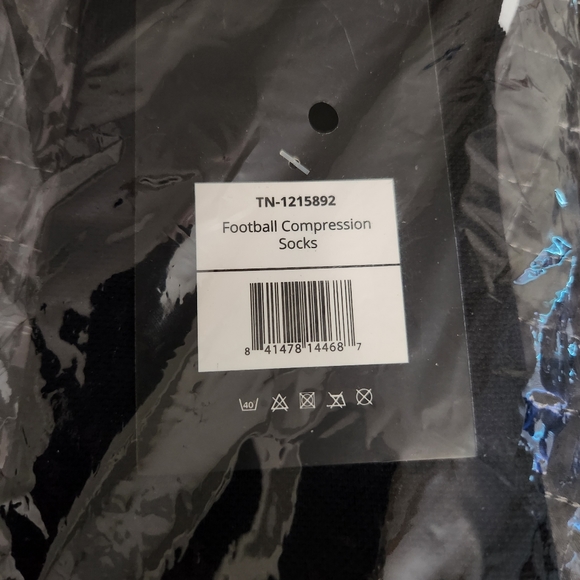 Lish Compression 15-25mmHg Knee High Socks Size L/XL Black/White Football Print - Picture 7 of 8